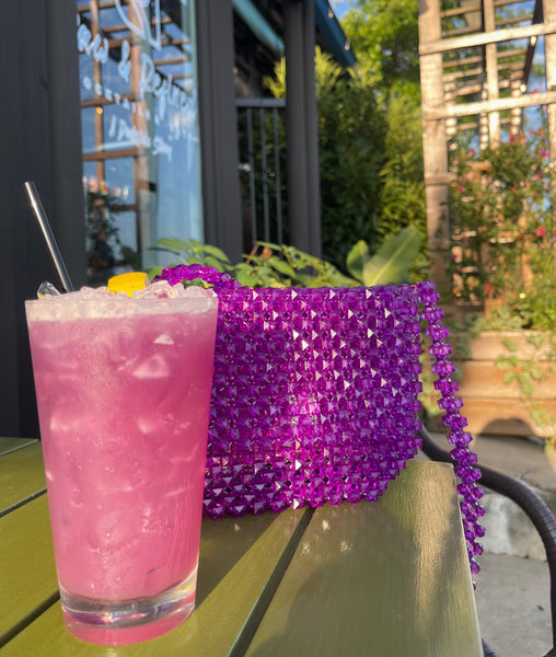Purple Crossbody Beaded Bag