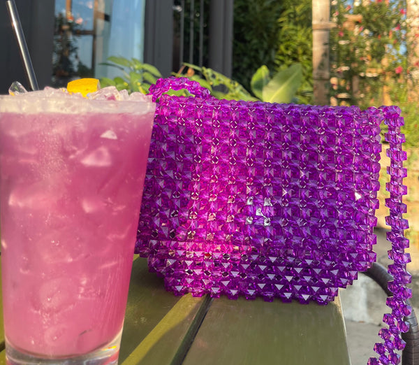 Purple Crossbody Beaded Bag