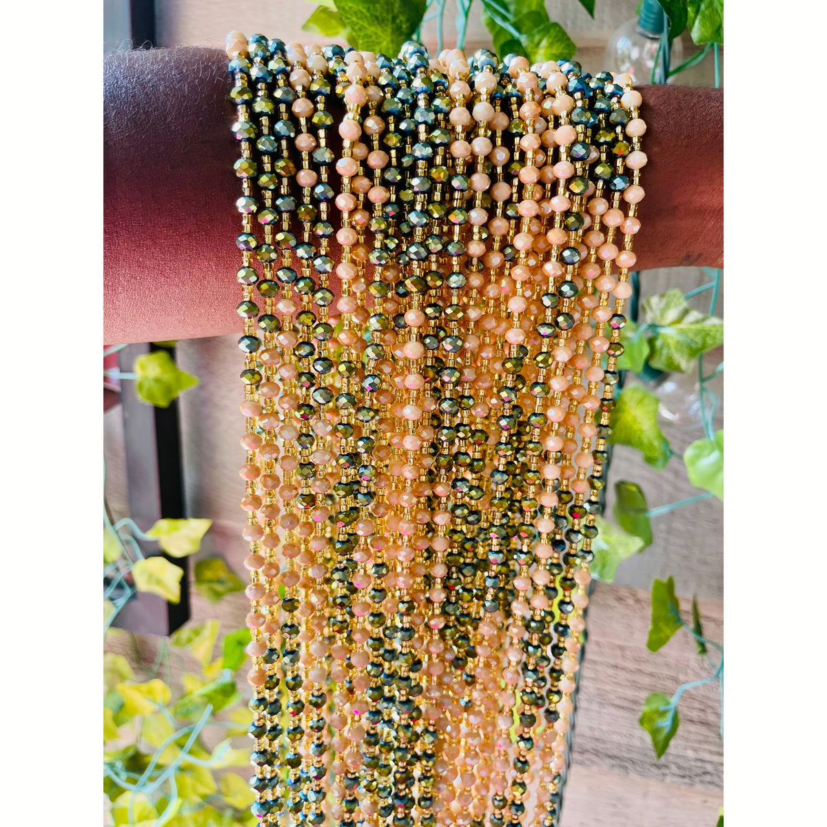 Tie Waist Beads - Green and multi colors | Kari And Go