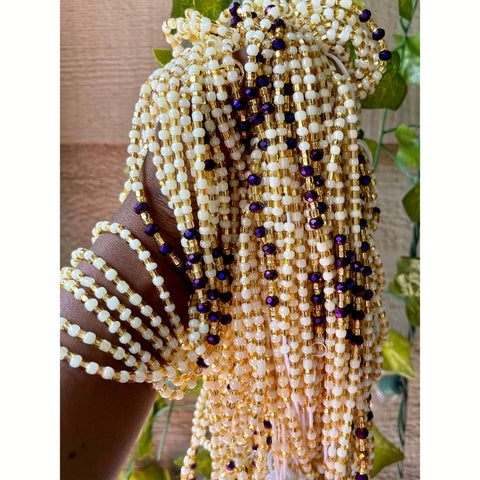 White and dark purple Waist-beads