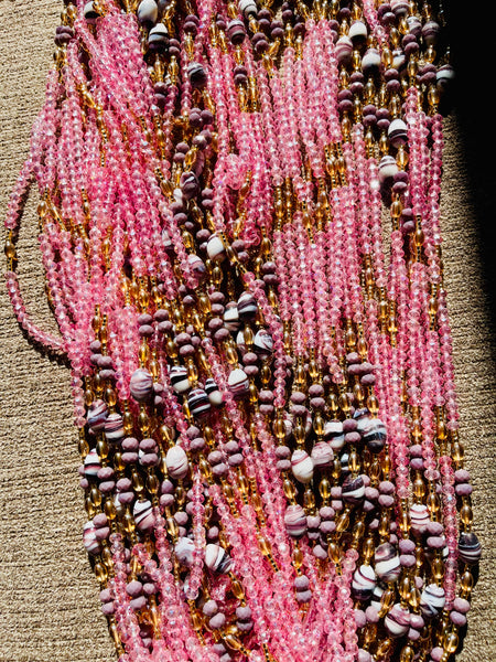 Pink and Purple Berries Crystal Waist beads