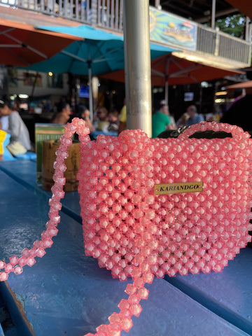 Pink Crossbody Beaded Bag