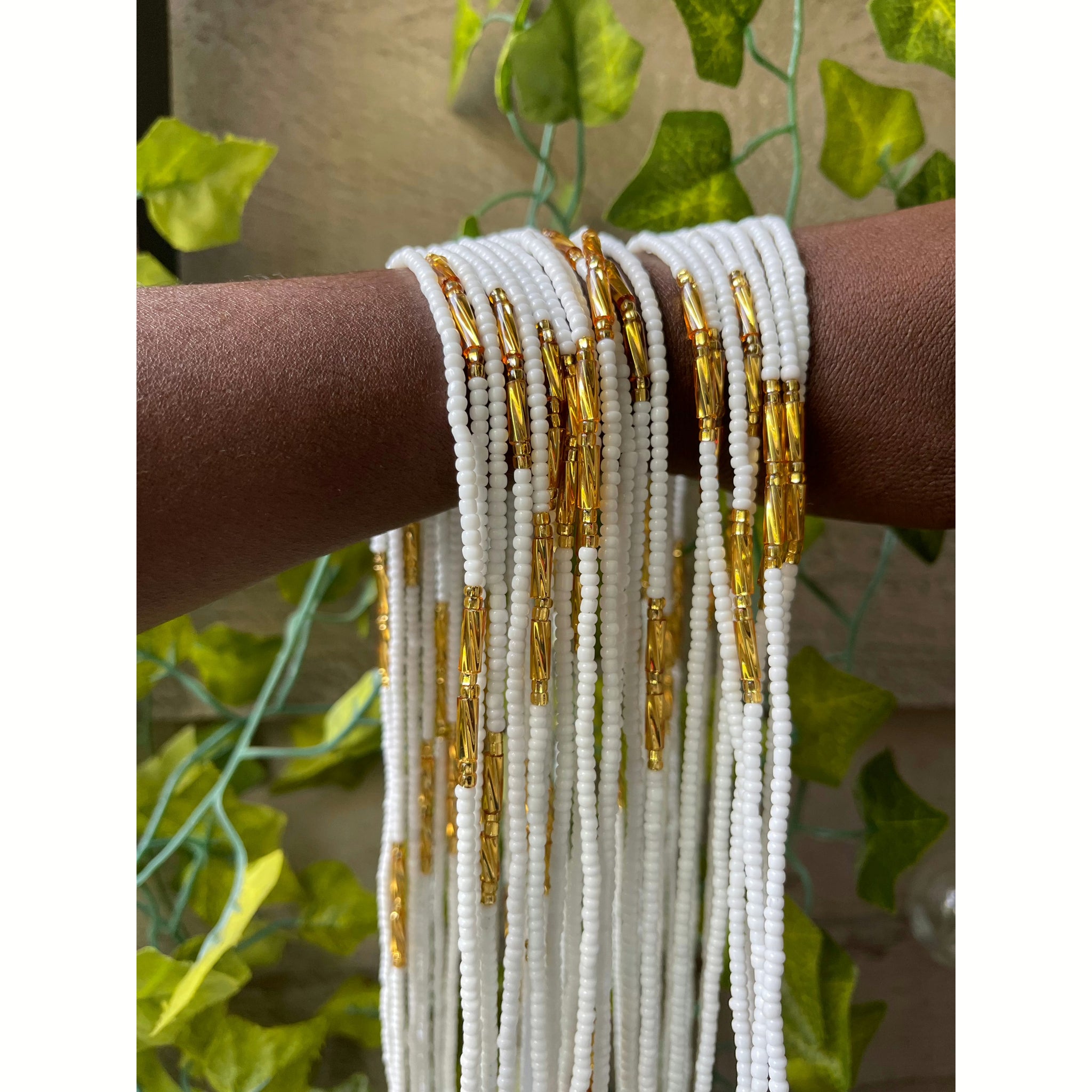 White and gold waist beads 2025