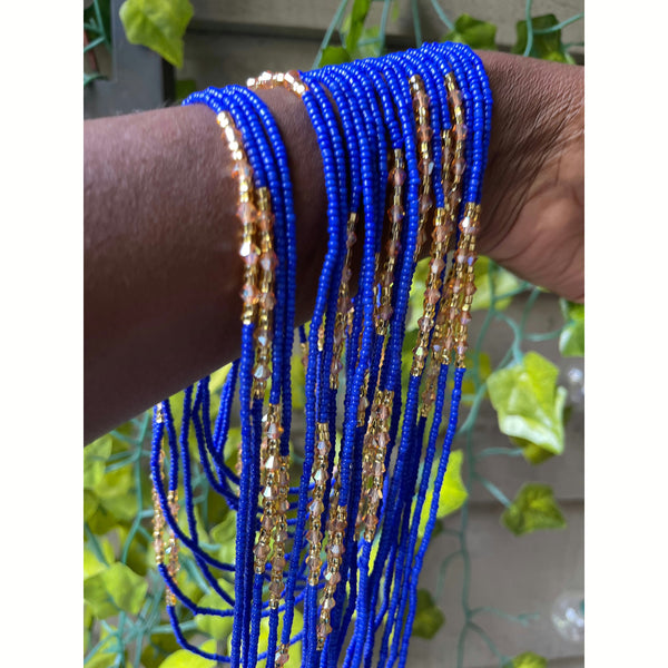 Royal Blue and Gold Waist Beads