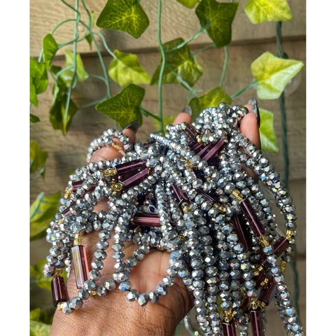 Silver Rectangle  waist beads