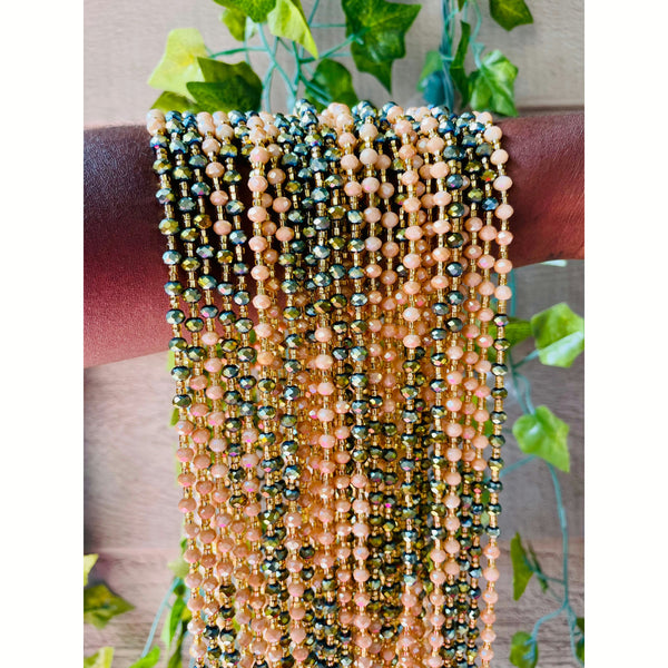 Peach and Green waist beads