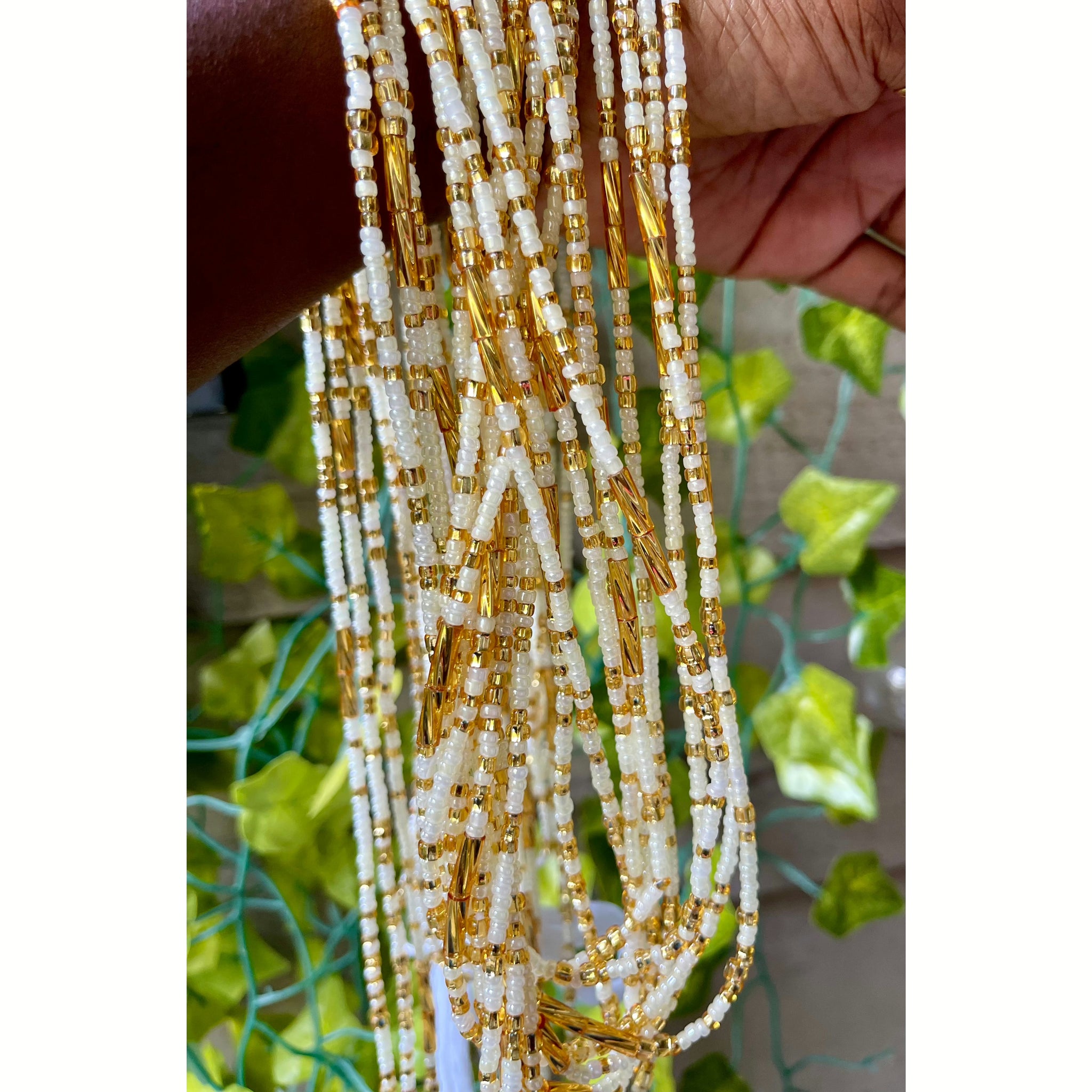 White and Gold Waist Beads