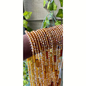 Brown and crystals with Rectangle  waist beads