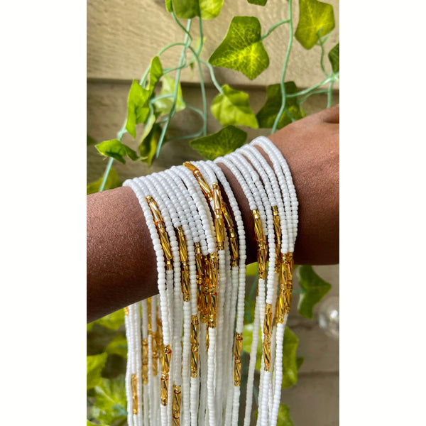 White and Gold Waist beads