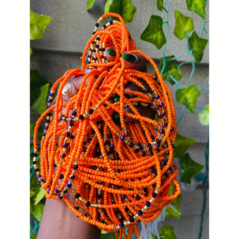 Orange with metallic detail Waist Beads