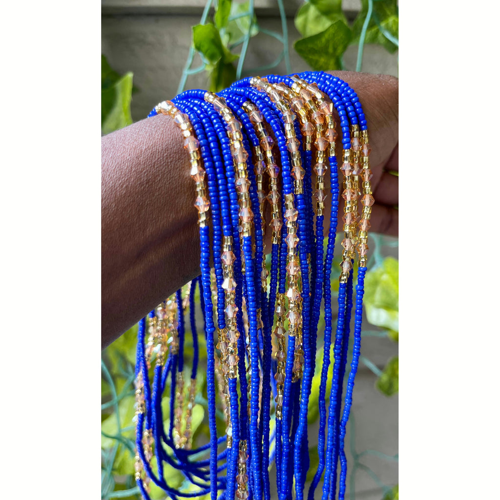 Blue and gold waist beads sale